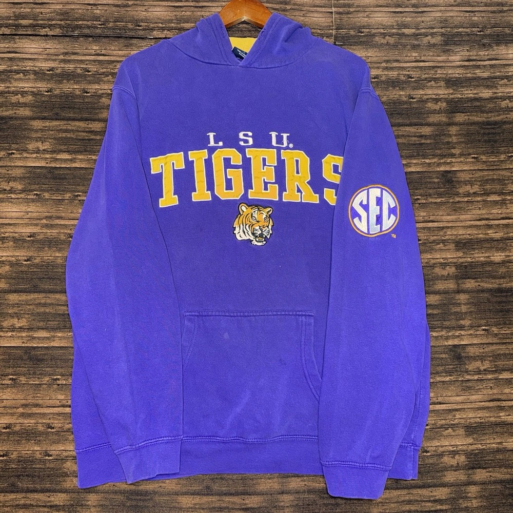Blue 84 LSU Tigers Hoodie Unisex Large Purple SEC Football Sweatshirt